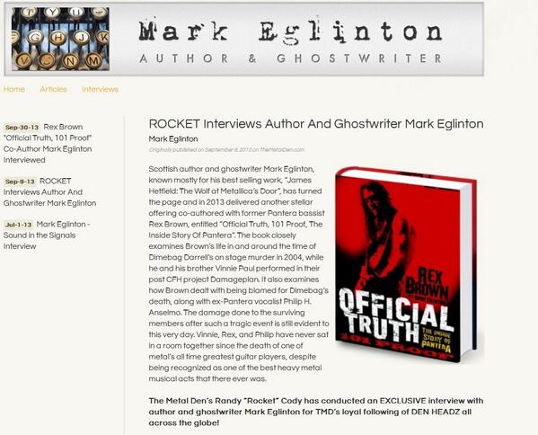 ROCKET Interviews Author And Ghostwriter Mark Eglinton